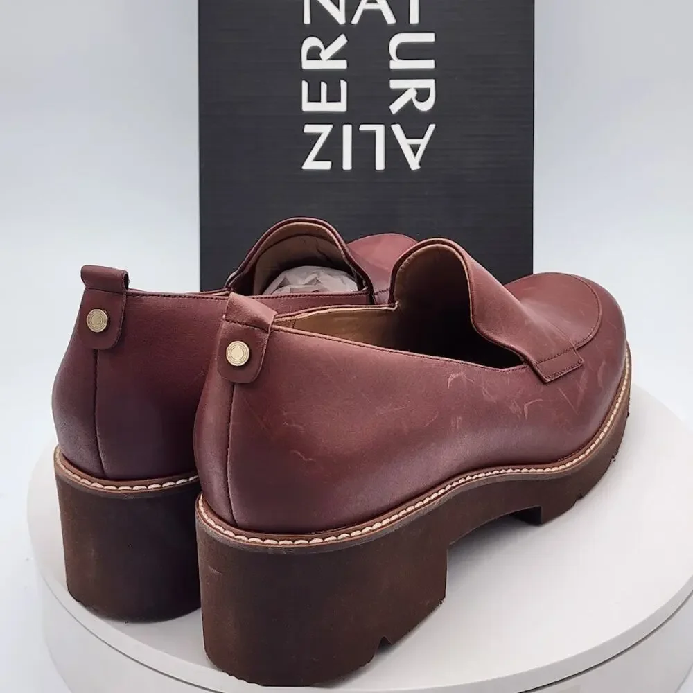 NEW Naturalizer Darry Cabernet Leather Lug Sole Loafers Women's Size 12M Comfort
